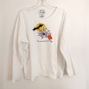 The Quacker Factory Embroidered Halloween long sleeve shirt with sparkly details